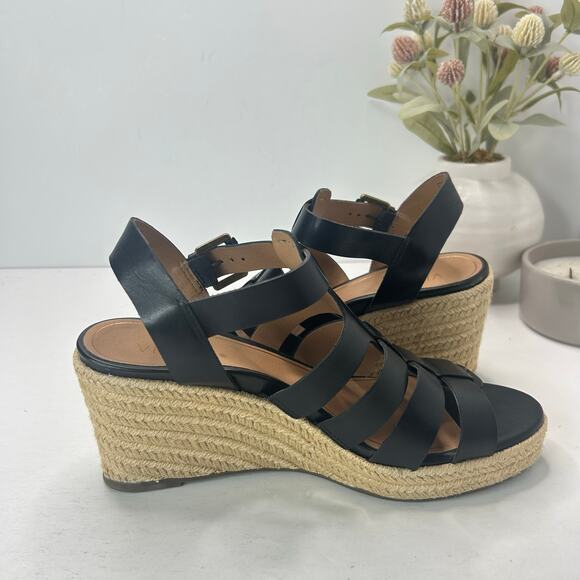 Vionic Jaylah Leather Wedge Platform Sandals Black Women's 10M Tried on - Picture 6 of 10